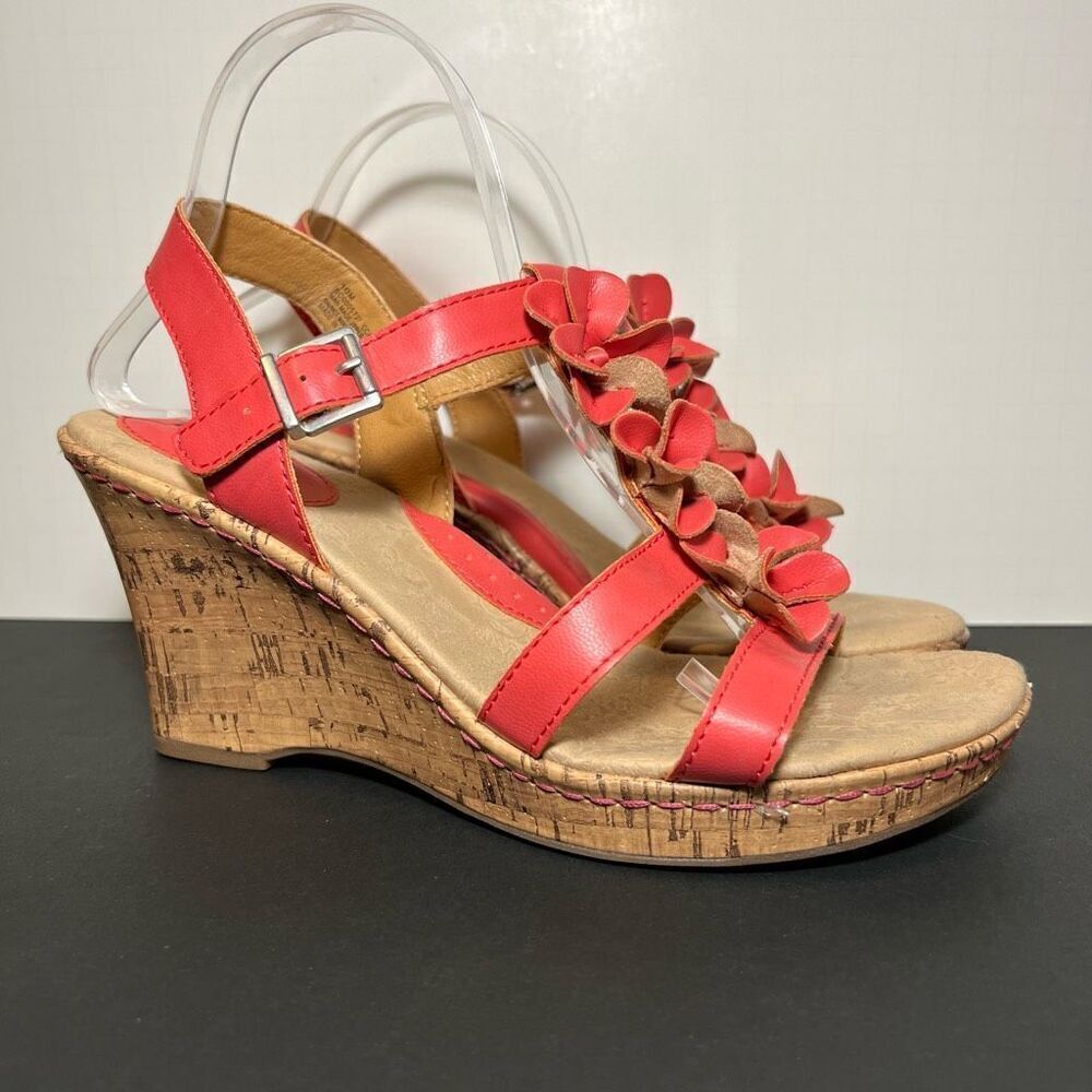 Womens B.O.C. Born Concept Evita Coral Pink Wedge Sandals / Size 10 Medium